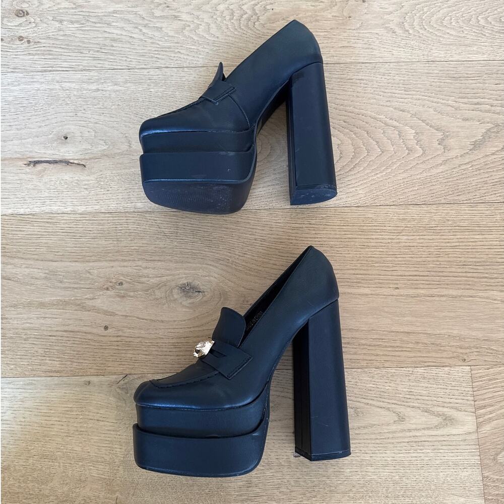 Public Desire - Effy Platform Oxford Shoes in Black & Gold - Picture 6 of 6